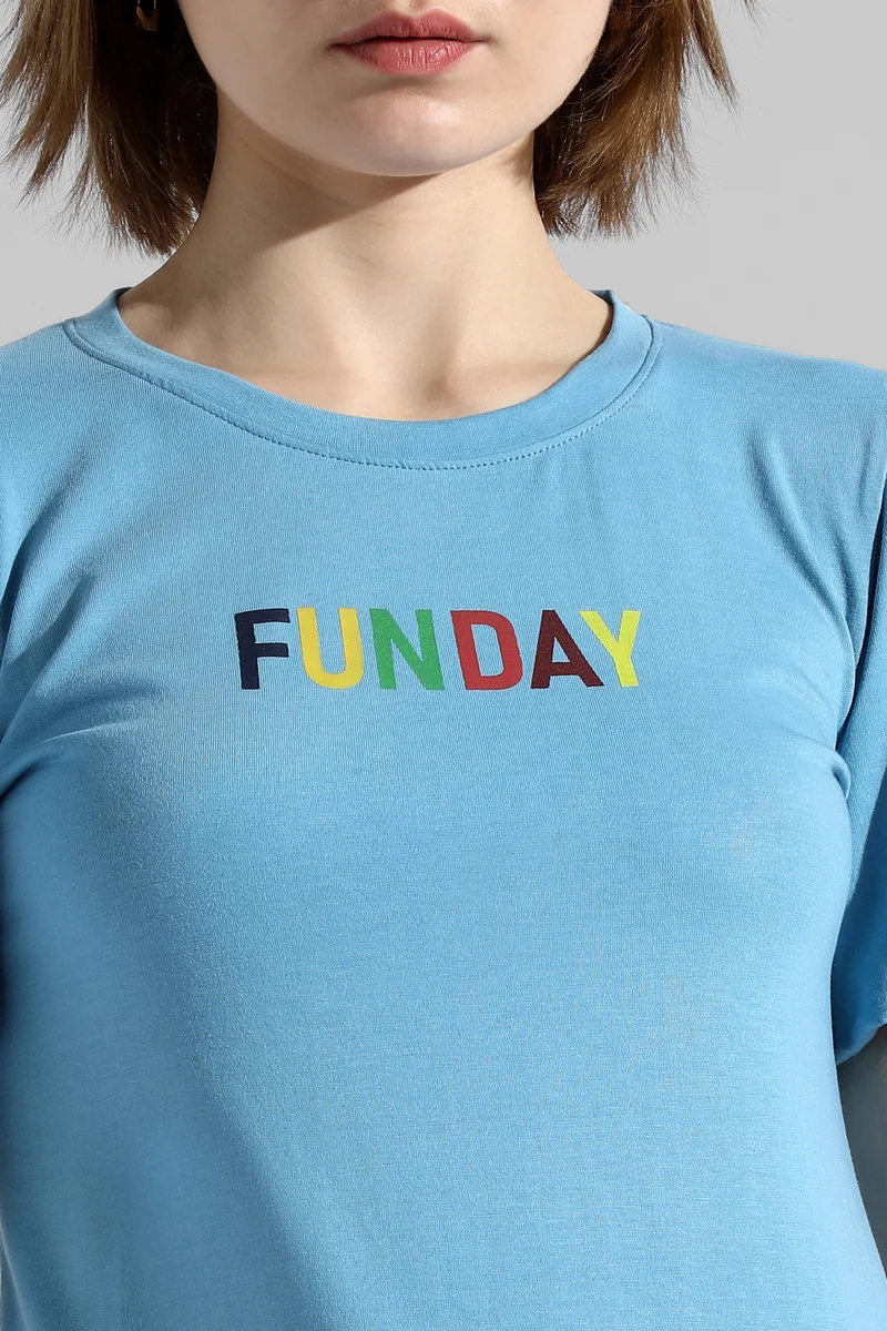 Pinacolada  Women's Sky Blue Funday T-Shirt Dress for Women | Best Price UAE