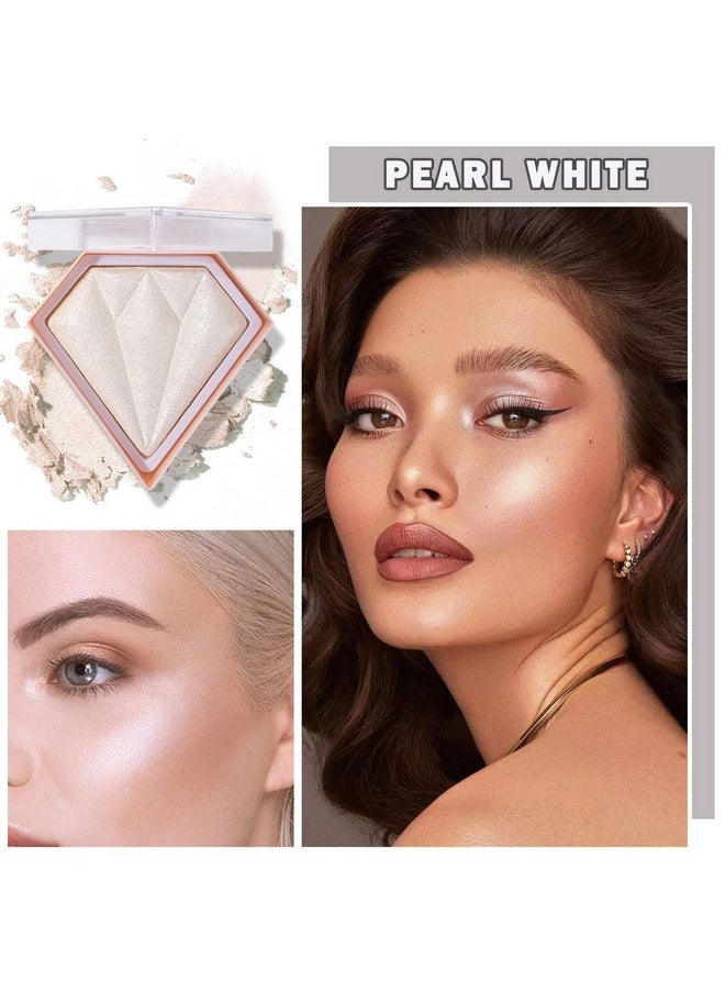 XINGXYUEL - XINGXYUEL Face White Highlighter Makeup Palette Shimmer Contour Powder Waterproof Long-Lasting, Brightens Face Complexion Contour Illuminator Highlighters Blush Powder Makeup Palette - 01 Pearl White - Image 1