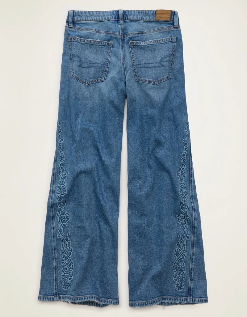 American Eagle  AE Low-Rise Baggy Ultra-Wide Leg Jean for Women | Best Price UAE