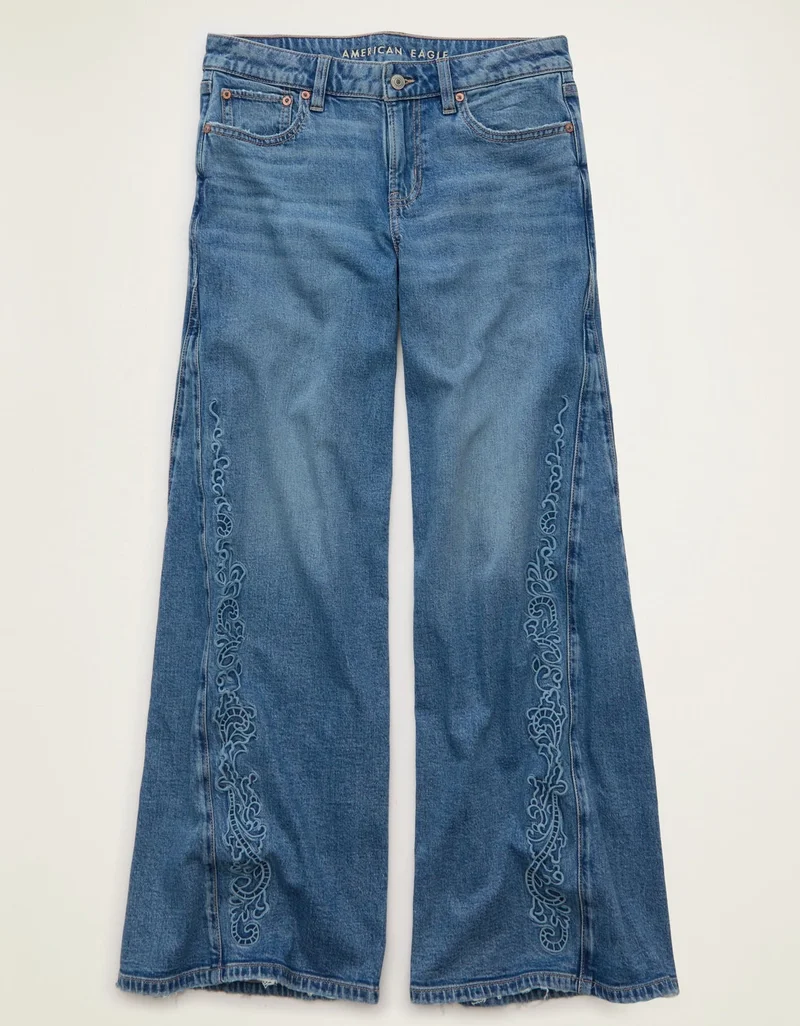 American Eagle  AE Low-Rise Baggy Ultra-Wide Leg Jean for Women | Best Price UAE