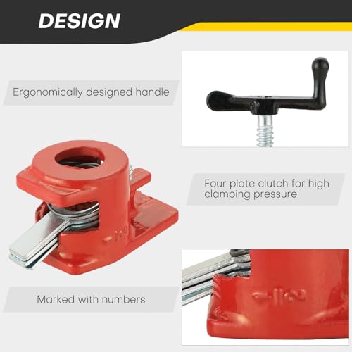 Acymner Wood Gluing Pipe Clamp Set | 1/2" Heavy Duty Woodworking Cast Iron Pipe Clamps Quick Release Pipe Wood Clamps (4 Pack, 1/2") - Image 4