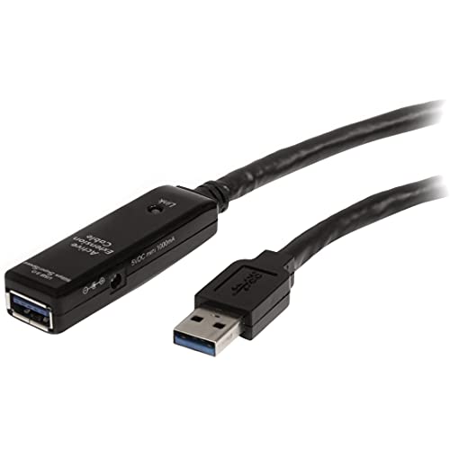 StarTech.com 16.4ft Active USB 3.0 (5Gbps) Extension Cable with AC Power Adapter - Shielded - Male to Female USB USB 3.2 Gen1 Type A Extender, TAA (USB3AAEXT5M) - Image 1