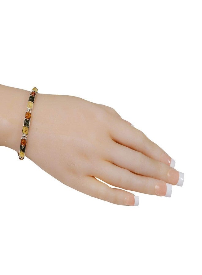 هوليداي غفت شوب سوار ميلا من الفضة الإسترلينية والعنبر البلطيقي من هوليداي جيفت شوبس، سوار عنبر أصلي للنساء، مجوهرات عنبر للنساء، أساور عنبر للبالغين، مجموعة فضية - Image 2