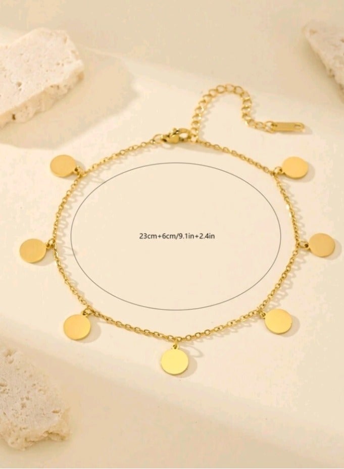 خلخال نسائي عصري وأنيق من الاستانلس ستيل باللون الذهبي - Image 3