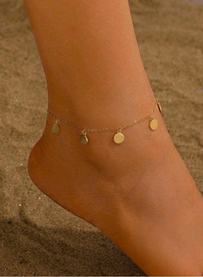 خلخال نسائي عصري وأنيق من الاستانلس ستيل باللون الذهبي - Image 1