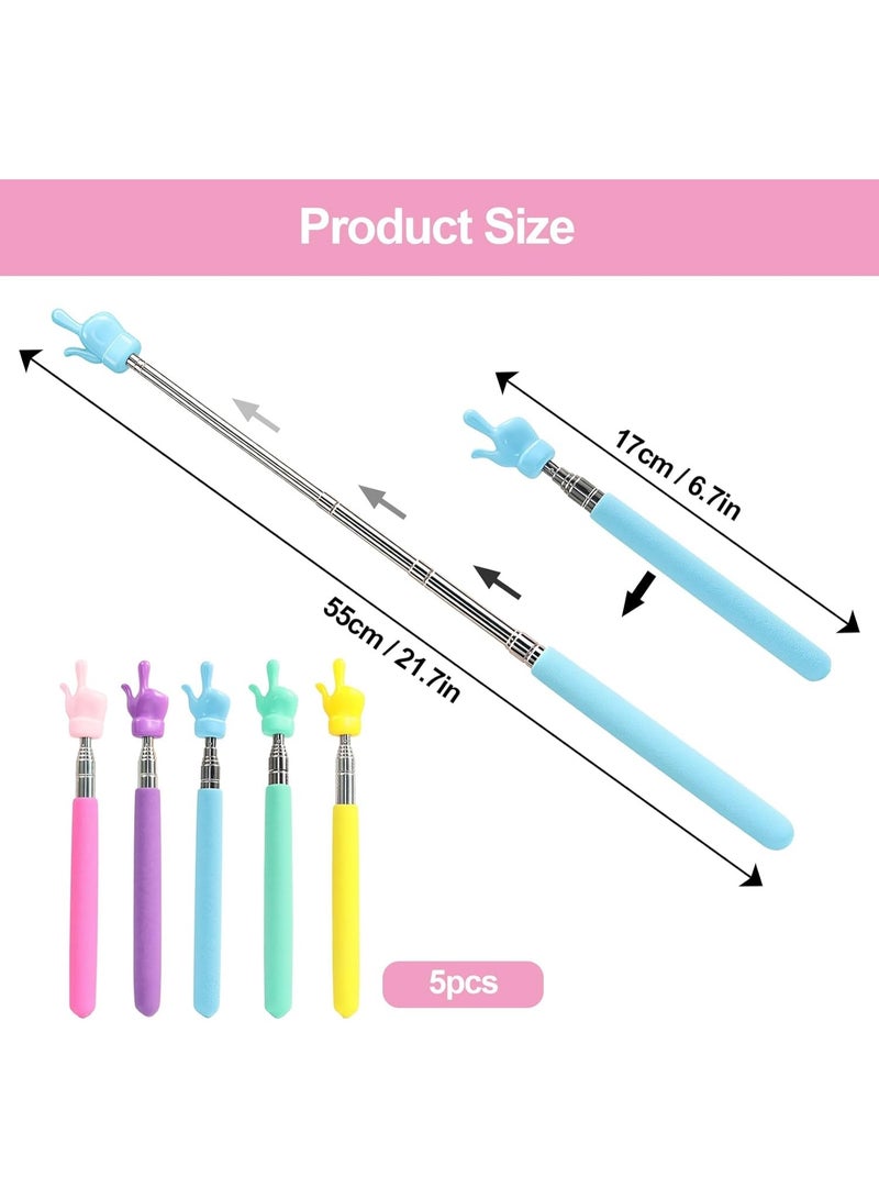 Meetion 5Pcs Telescopic Teachers Pointer, Extendable Hand Pointer Finger Pointer Stick, Mini Retractable Classroom Pointer for Elementary School Kindergarten Teacher,Classroom Supplies (5 Colors) - Image 5