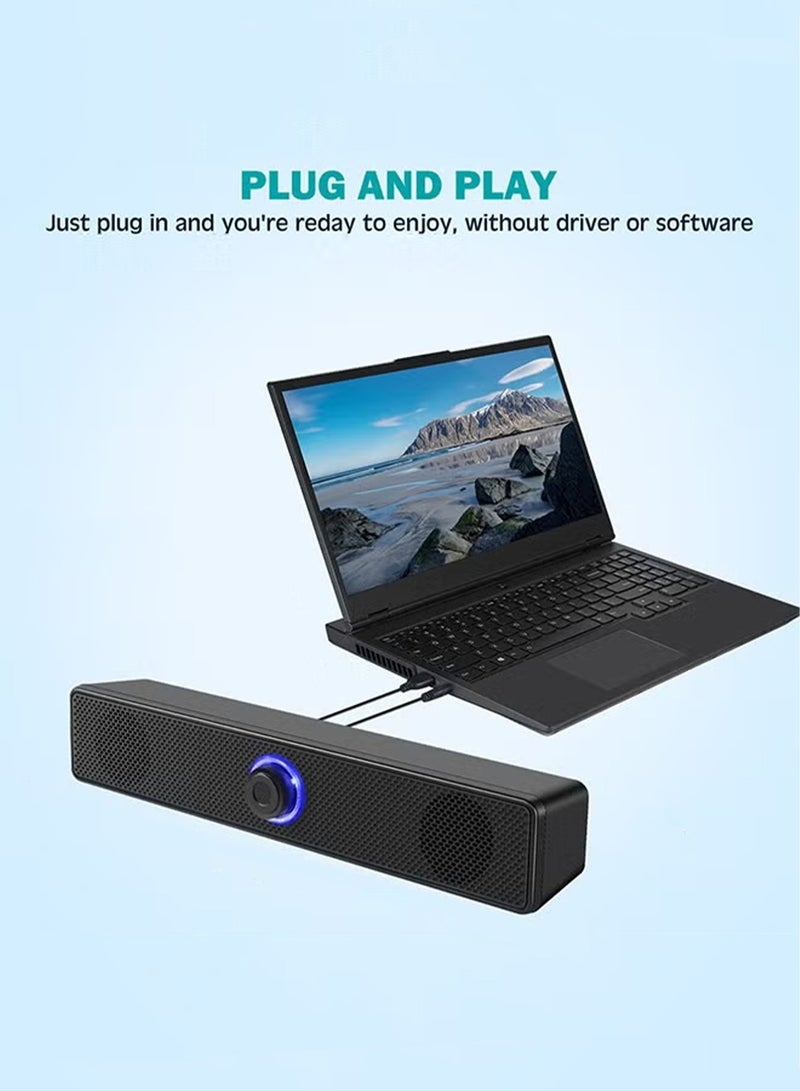 DRAKLAW Computer Speakers 2.0 Stereo USB Powered Wired Soundbar 3.5mm  Input For PC Desktop Laptop Monitor TV - Image 3