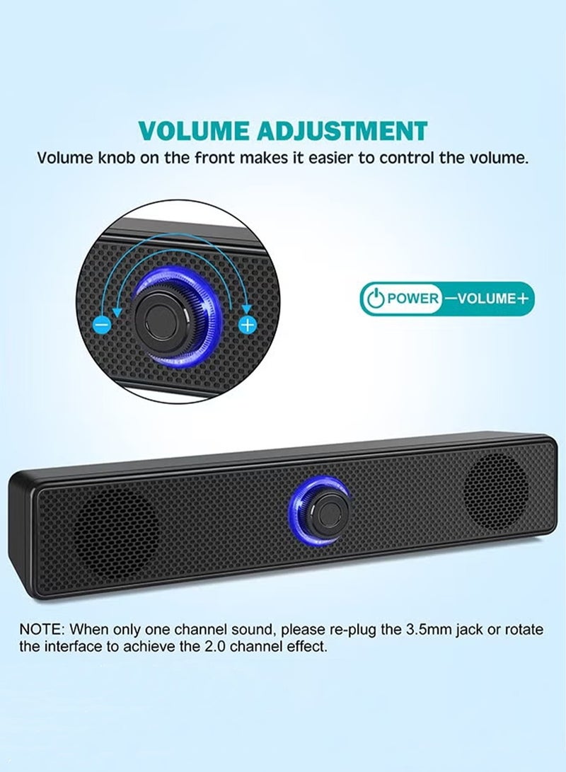 DRAKLAW Computer Speakers 2.0 Stereo USB Powered Wired Soundbar 3.5mm  Input For PC Desktop Laptop Monitor TV - Image 4