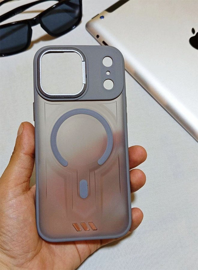 جراب مقاوم للصدمات ممتاز لهاتف ايفون 17 برو ماكس - مع إطار معدني للكاميرا - غطاء مغناطيسي غير لامع أنيق لجميع الأعمار ويدعم ماج سيف - مضاد لبصمات الأصابع وحماية الكاميرا ومقاومة للسقوط - متوافق مع ايفون 17 برو ماكس - رصاصي - Image 4