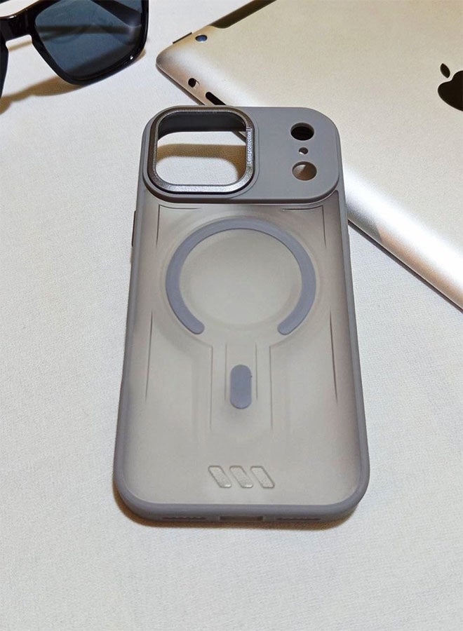 جراب مقاوم للصدمات ممتاز لهاتف ايفون 17 برو ماكس - مع إطار معدني للكاميرا - غطاء مغناطيسي غير لامع أنيق لجميع الأعمار ويدعم ماج سيف - مضاد لبصمات الأصابع وحماية الكاميرا ومقاومة للسقوط - متوافق مع ايفون 17 برو ماكس - رصاصي - Image 3