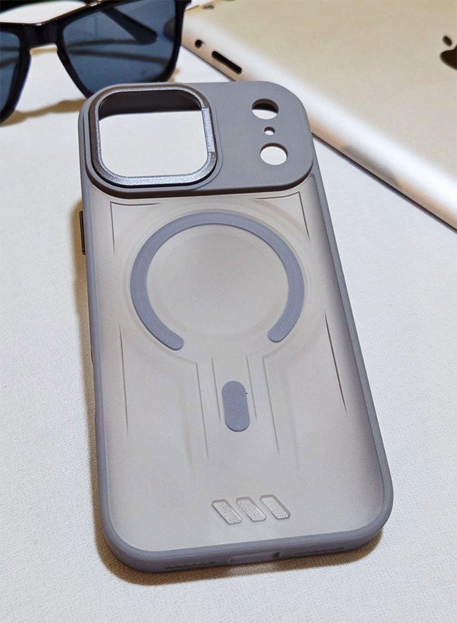 جراب مقاوم للصدمات ممتاز لهاتف ايفون 17 برو ماكس - مع إطار معدني للكاميرا - غطاء مغناطيسي غير لامع أنيق لجميع الأعمار ويدعم ماج سيف - مضاد لبصمات الأصابع وحماية الكاميرا ومقاومة للسقوط - متوافق مع ايفون 17 برو ماكس - رصاصي - Image 1