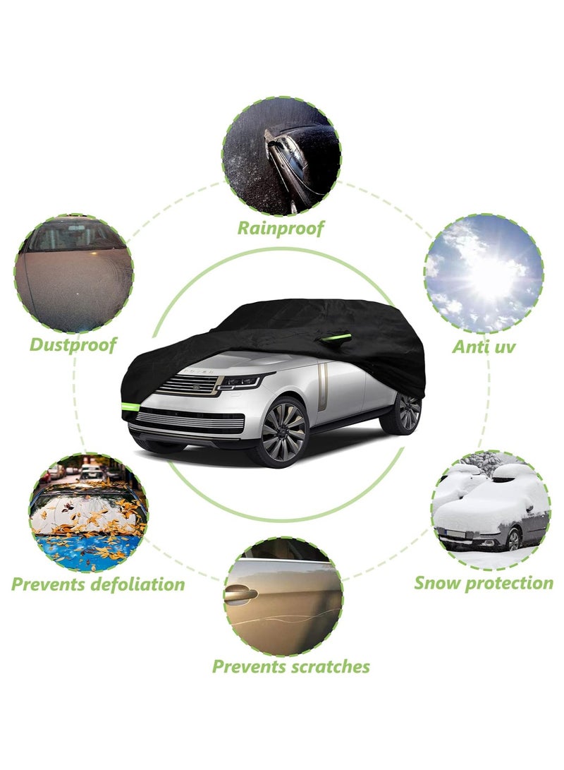 Zipporah All Weather Protection Car Cover for 2009-2022 Land Rover Range Rover LWB, Waterproof Coating with Reflectors, Soft Interior Lint Layer and Zipper (Black) - Image 2