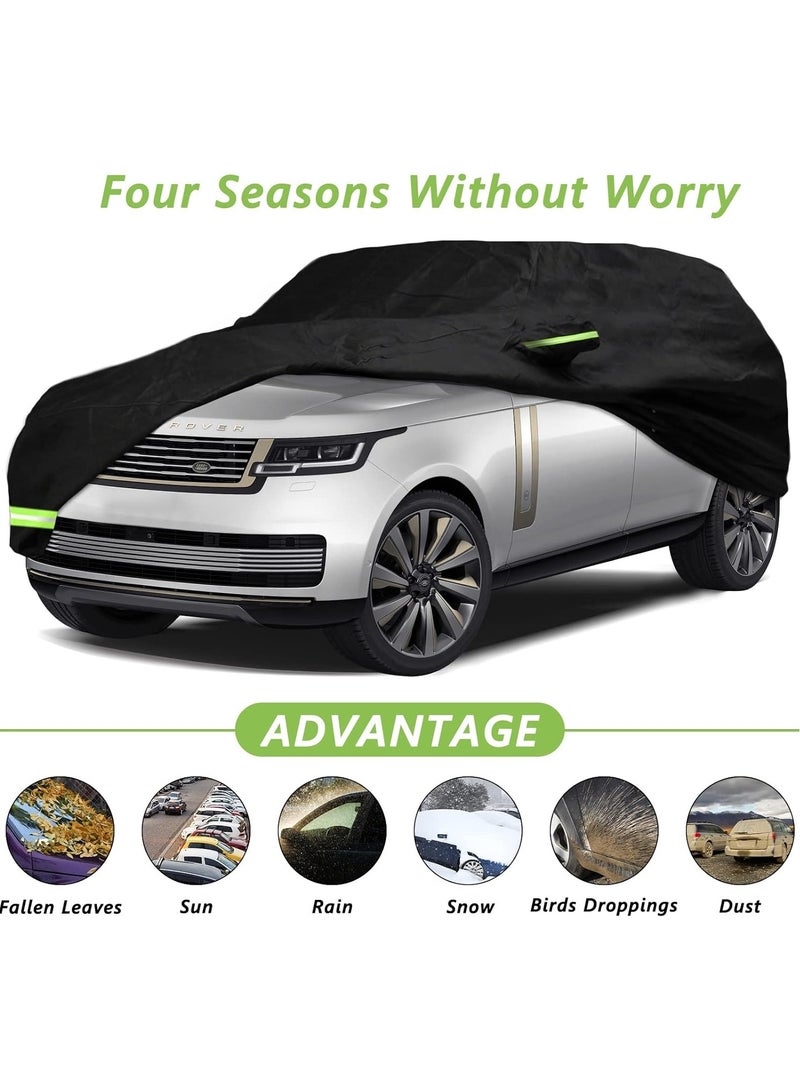 Zipporah All Weather Protection Car Cover for 2009-2022 Land Rover Range Rover LWB, Waterproof Coating with Reflectors, Soft Interior Lint Layer and Zipper (Black) - Image 4