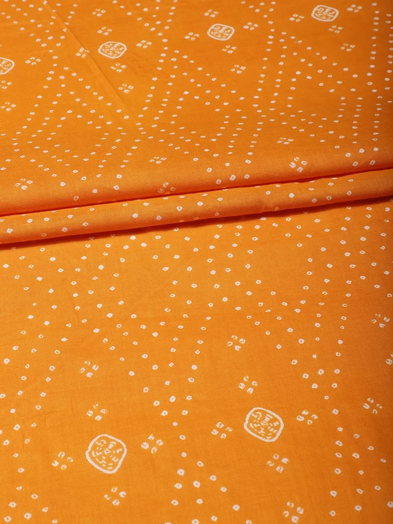 AKS Saffron Orange Bandhani-Inspired Print Fabric