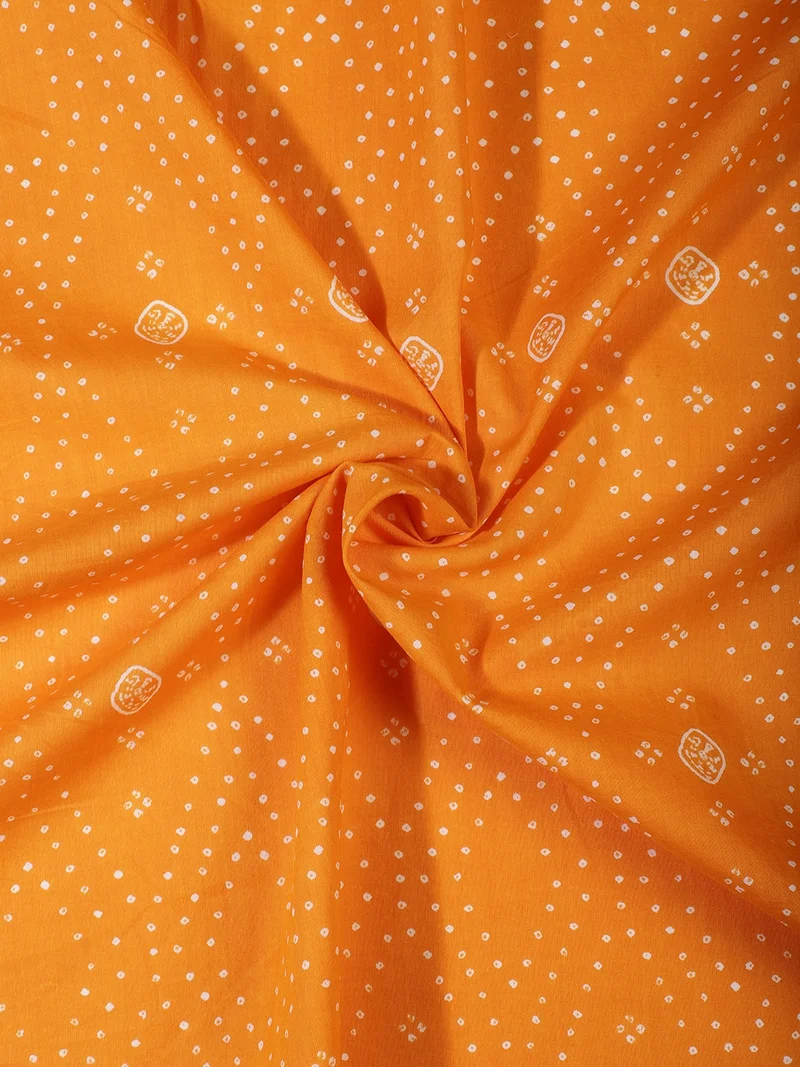 AKS Saffron Orange Bandhani-Inspired Print Fabric