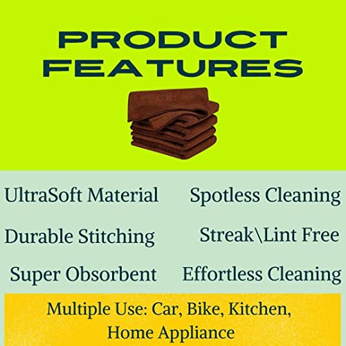 AUTOFRILL Microfiber Cloth for Car 40x40 cm 240 GSM Multipurpose Cloths Kitchen Cleaning Cloth Automotive Microfiber Towels for Bike Car Cleaning Cloth Polishing Washing Detailing (4 Pcs) - Image 4