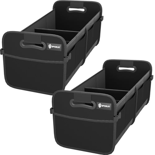 Sposuit Trunk Organizer for Car - 70L Collapsible Car Storage with 11 Pockets & Reinforced Handles, SUV Trunk Organizers for Grocery Cargo(Black, 2 Pack) - Image 1