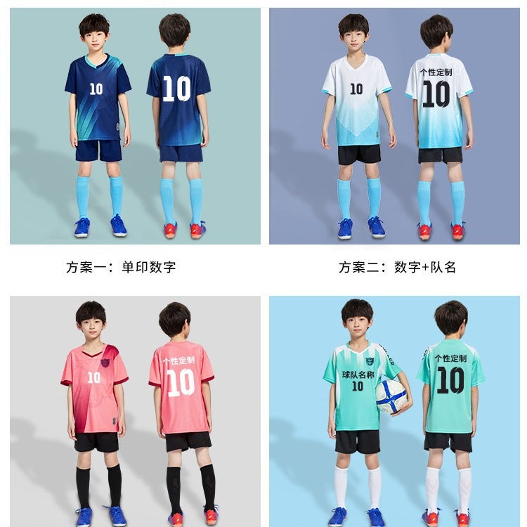Children'S Football Uniform Suit Printing Boy'S Short-Sleeved Training Uniform Primary School Students' Football Match Team Uniform Printing Jersey Female - Image 4