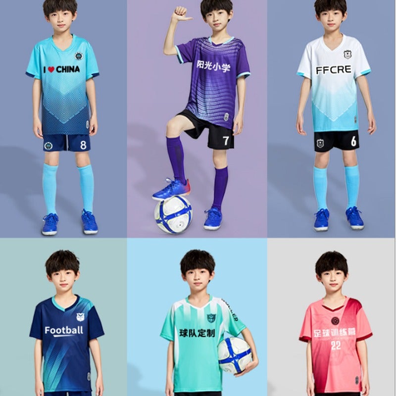 Children'S Football Uniform Suit Printing Boy'S Short-Sleeved Training Uniform Primary School Students' Football Match Team Uniform Printing Jersey Female - Image 3