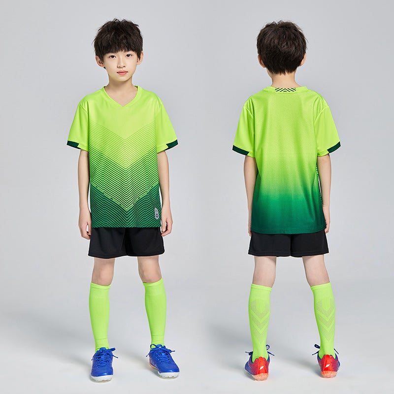 Children'S Football Uniform Suit Printing Boy'S Short-Sleeved Training Uniform Primary School Students' Football Match Team Uniform Printing Jersey Female - Image 1