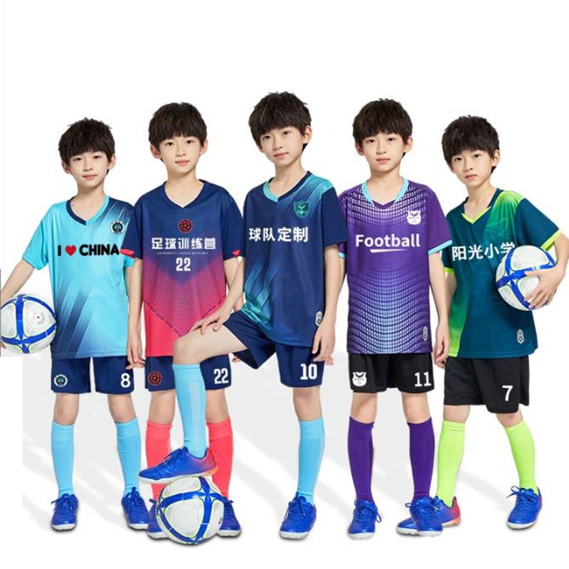 Children'S Football Uniform Suit Printing Boy'S Short-Sleeved Training Uniform Primary School Students' Football Match Team Uniform Printing Jersey Female - Image 2