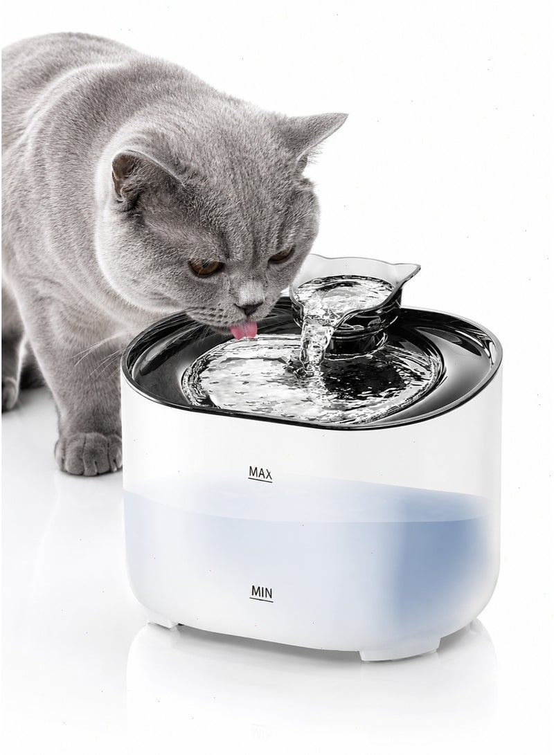 White Automatic Cat Water Fountain, Ultra Quiet Stainless Steel Pet Dispenser with Filter, Circulating Fresh Water Bowl, Durable Drinking Feeder for Cats and Multiple Pets - Image 1