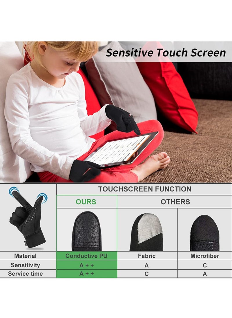 SYOSI Kids Winter Touch Screen Gloves, Cold Weather Windproof Waterproof Fleece Warm Gloves with Anti-Slip Design, Suitable for Children Ages 8-10, Boys and Girls, L  - Image 2