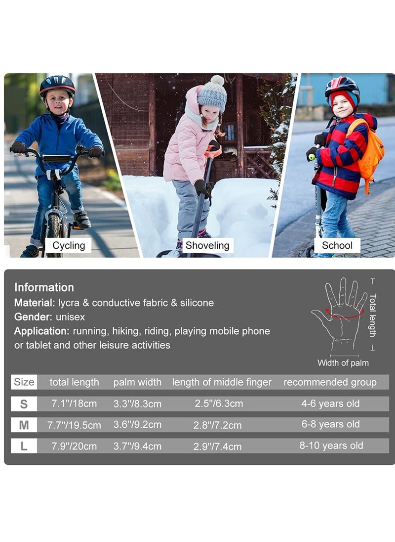 SYOSI Kids Winter Touch Screen Gloves, Cold Weather Windproof Waterproof Fleece Warm Gloves with Anti-Slip Design, Suitable for Children Ages 8-10, Boys and Girls, L  - Image 5