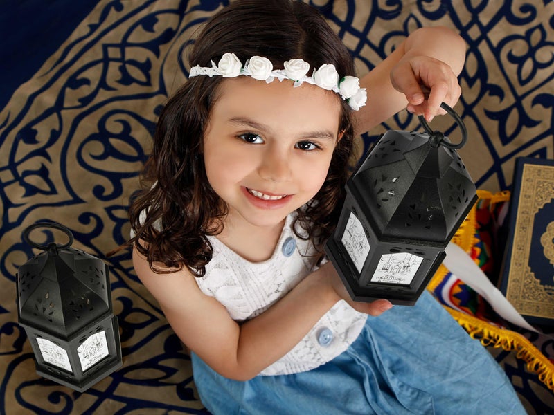 OLEEK ramadan lantern lights (2PCs-8in)- ramadan decorations for home 2026 - ramadan decor - ramadan lights - ramadan lanterns decorative - ramadan lanterns for kids - ramadan decoration ÙØ§Ù†ÙˆØ³ Ø±Ù…Ø¶Ø§Ù† - Image 2