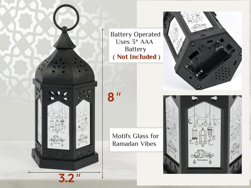 OLEEK ramadan lantern lights (2PCs-8in)- ramadan decorations for home 2026 - ramadan decor - ramadan lights - ramadan lanterns decorative - ramadan lanterns for kids - ramadan decoration ÙØ§Ù†ÙˆØ³ Ø±Ù…Ø¶Ø§Ù† - Image 3