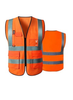 Yuwell Reflective Safety Vests High Visibility Breathable Day Night Warning Jacket with Zipper And 5 Pockets For Construction Traffic Cycling Safety Purpose Medium 1 Piece  - Image 1
