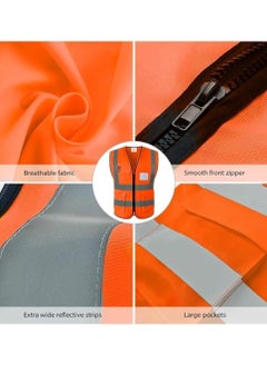 Yuwell Reflective Safety Vests High Visibility Breathable Day Night Warning Jacket with Zipper And 5 Pockets For Construction Traffic Cycling Safety Purpose Medium 1 Piece  - Image 2