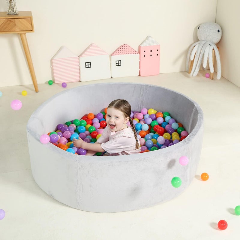 TRENDBOX Extra Large Foam Ball Pit for Toddlers, 47x14 inch Soft Baby Ball Pit with Washable Velvet Cover (Balls not Included)-Grey - Image 5
