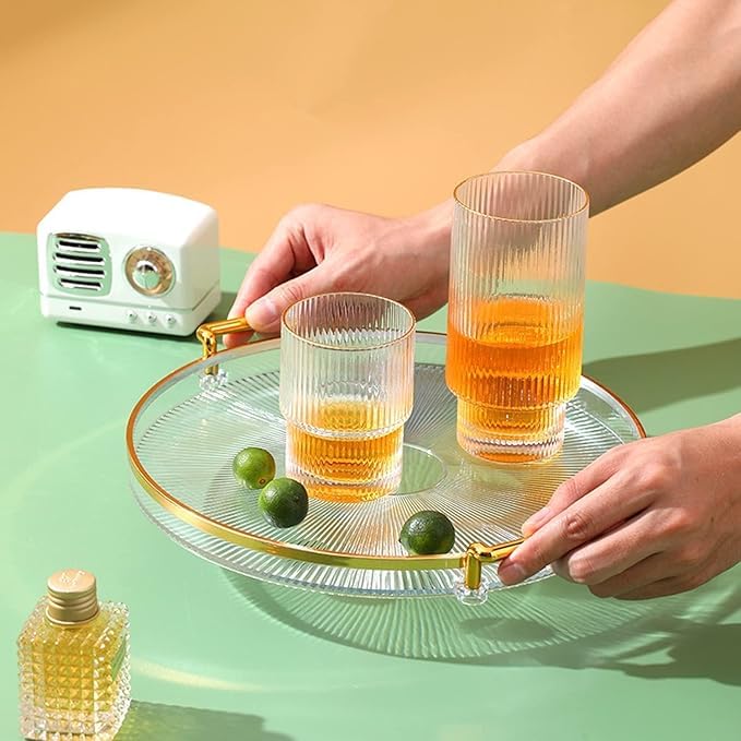 Calyrex Luxury Tray with Stylish Metal Handles, Vanity Tray, Marble Serving Tray for Kitchen, Counter, Dresser, Nightstand and Desk - Image 1