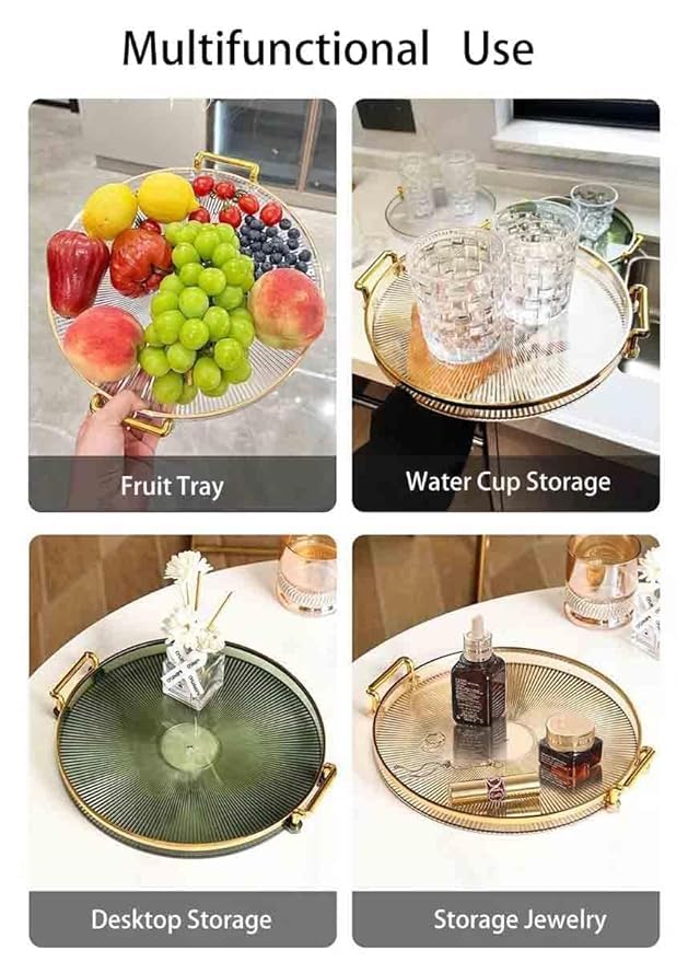 Calyrex Luxury Tray with Stylish Metal Handles, Vanity Tray, Marble Serving Tray for Kitchen, Counter, Dresser, Nightstand and Desk - Image 4