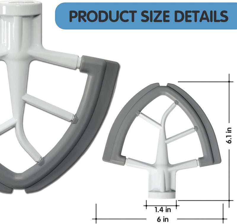 Moloudan Flex Edge Beater For KitchenAid 4.5-5 Quart Tilt-Head Stand Mixers, Non-Stick Coated Metal Blade with Both-Sides Flexible Silicone Edges Bowl Scraper, Mixer Accessories Replacement Beater Paddle - Image 3