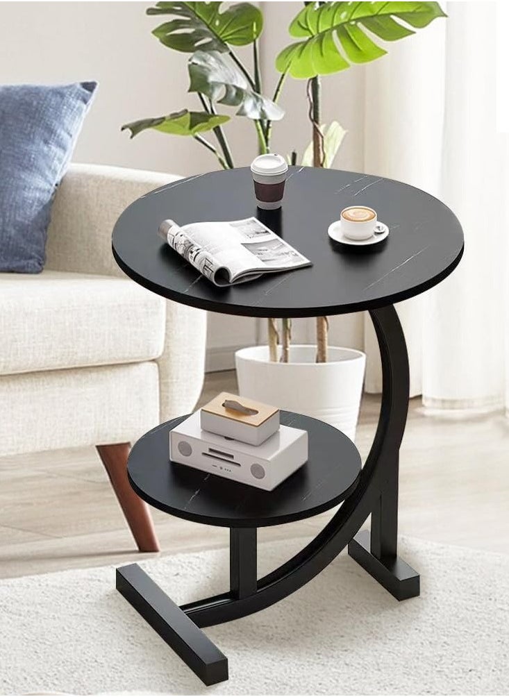 DubaiGallery Coffee Table Side Table Living Room Small Apartment Bedroom Balcony Leisure Double-layer Movable Light Luxury Sofa Side Table  - Image 2