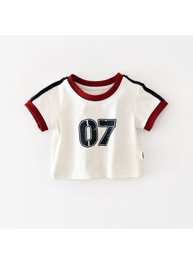 2026 New Korean Style Baby Cotton Digital T-shirt Children's Short Sleeve Top 62416