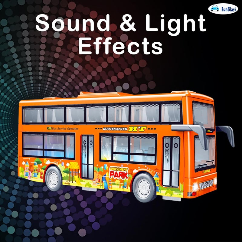 FunBlast City Bus Toy for Kids – Push & Go Vehicle with Sound and Light Effects, Toy Bus for Boys & Girls Age 3+ Years Boys and Girls (Orange) - Image 4