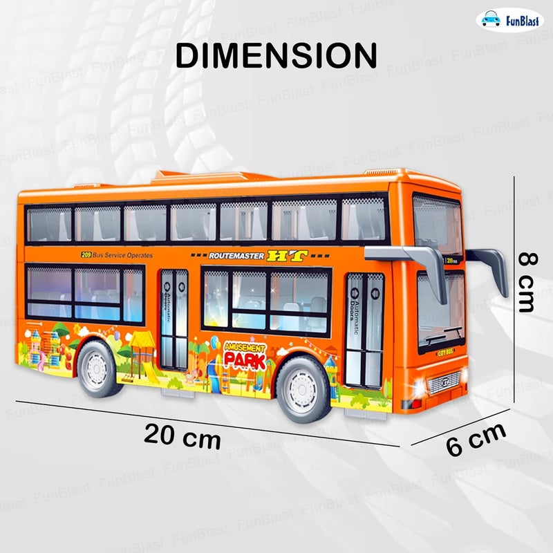 FunBlast City Bus Toy for Kids – Push & Go Vehicle with Sound and Light Effects, Toy Bus for Boys & Girls Age 3+ Years Boys and Girls (Orange) - Image 2