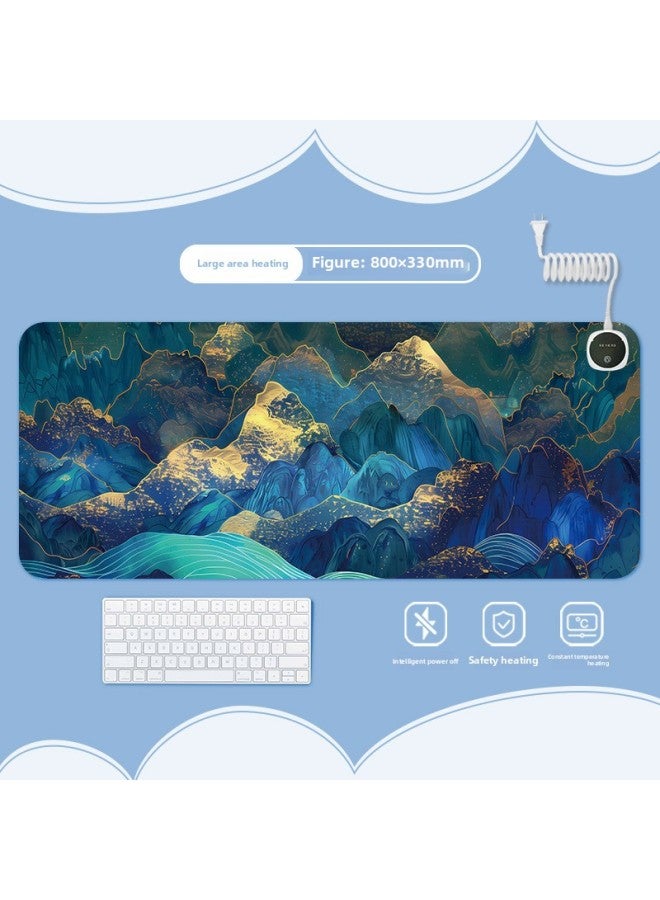 Ink Landscape Heating Heating Pad Warm Table Mat Office Computer Desktop Heating Mouse Pad-Color:800x330mm-Pattern:Jr-ink Scenery 109  - Image 1