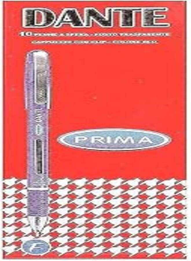 Prima dante pack of 10 pieces ballpoint pen fine - blue
