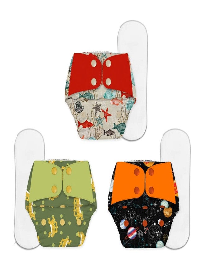 Snugkins Regular Freesize Cloth Diapers + Wet-Free Microfiber Terry Soaker - Pack of 3 - Image 1