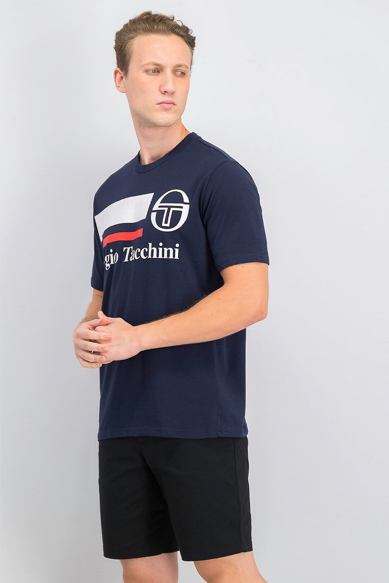 Sergio Tacchini Men Falcade Graphic T-shirt, Navy and White - Image 3