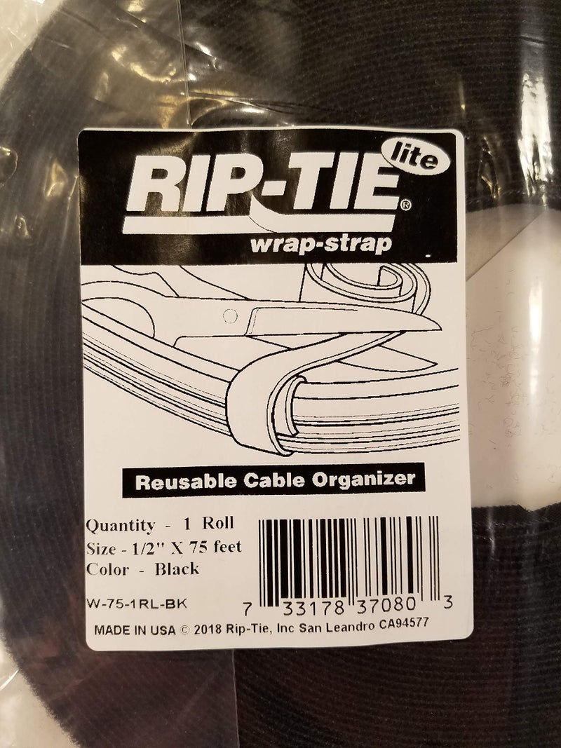 Rip-Tie Hook-and-Loop Cable Tie Roll,75 ft,Black - Image 2