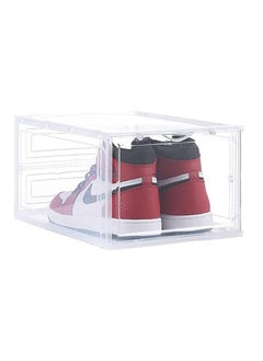 COOLBABY Shoe Storage Box Shoe Box Clear Plastic Stackable Drop Front with Lids Shoe Organizer and Containers For Men/Women Easy Assembly（1PCS-Transparent）