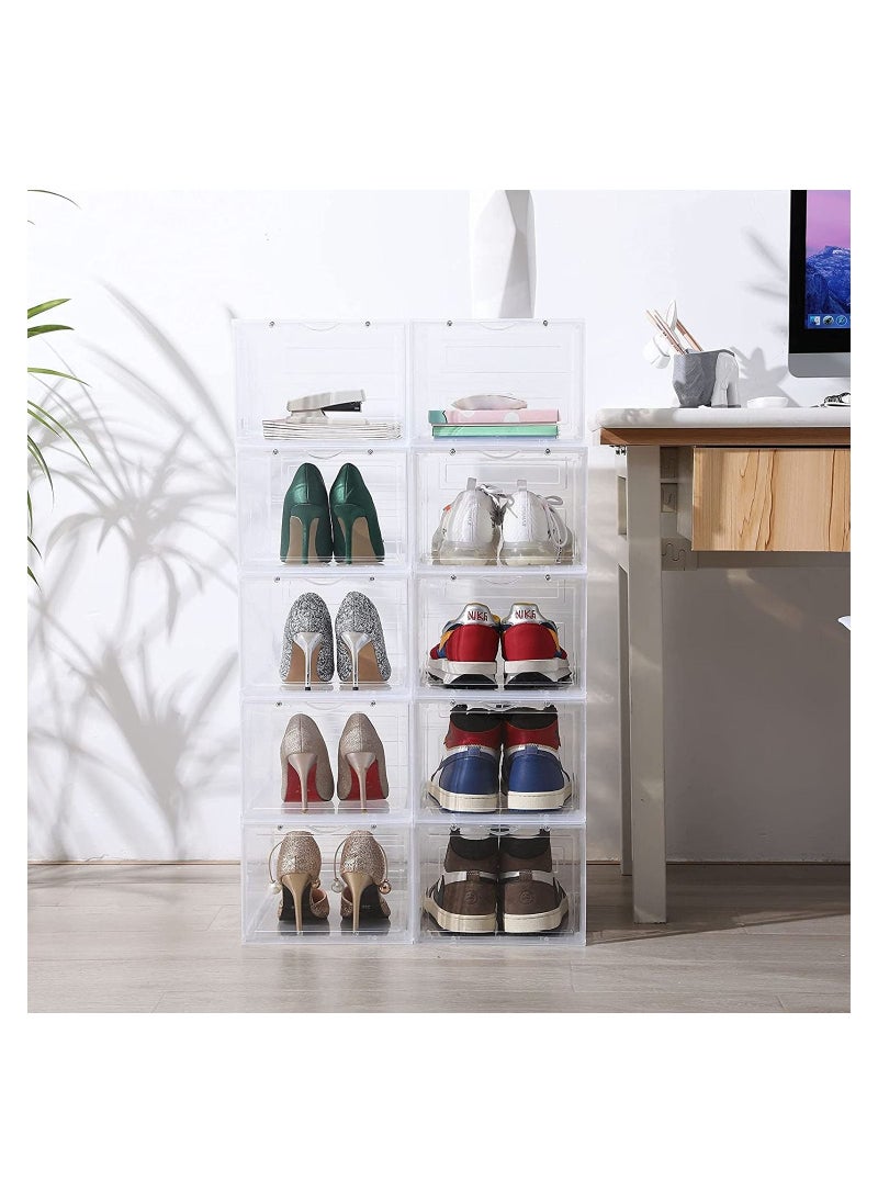 Cool Baby - COOLBABY Shoe Storage Box Shoe Box Clear Plastic Stackable Drop Front with Lids Shoe Organizer and Containers For Men/Women Easy Assembly（1PCS-Transparent） - Image 1