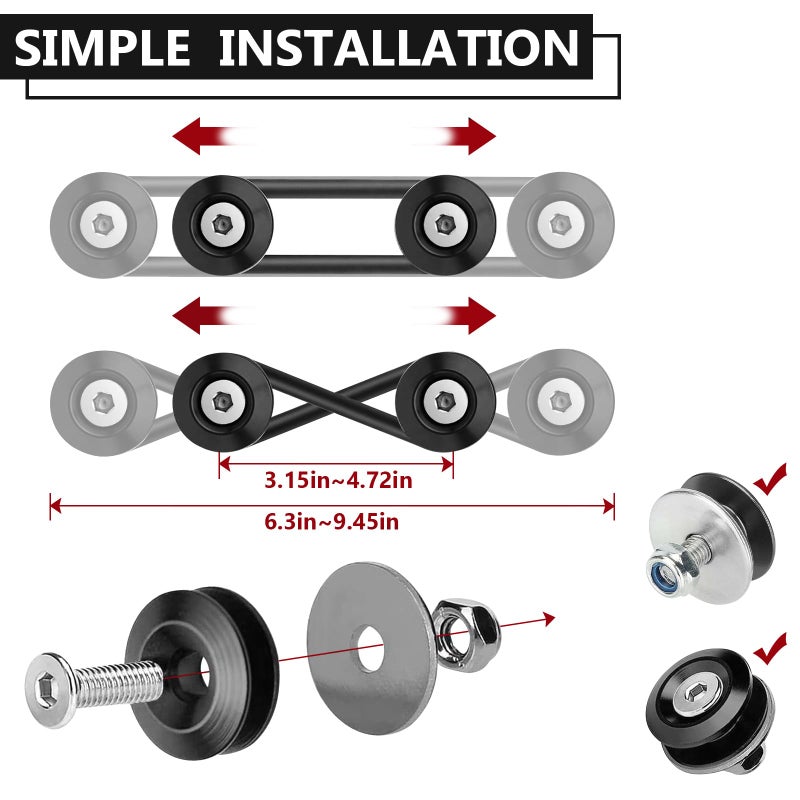 BFXM Universal Bumper Clips, Front Rear Bumper Quick Release Kit, Bumper Holders for Cars (4 Black Bumper Quick Release Tabs and 12 Customized O-Rings) - Image 4