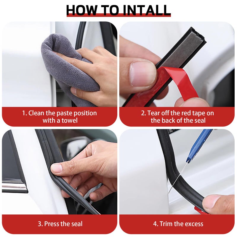 Storystore Car Door Seal Strip, 39.3 Feet Long Self Adhesive Auto Rubber Door Weather Stripping Draft Seal Strip with Double Hole, Auto Weather Stripping Edge Protector for Car Window and Door, Engine Cover - Image 4
