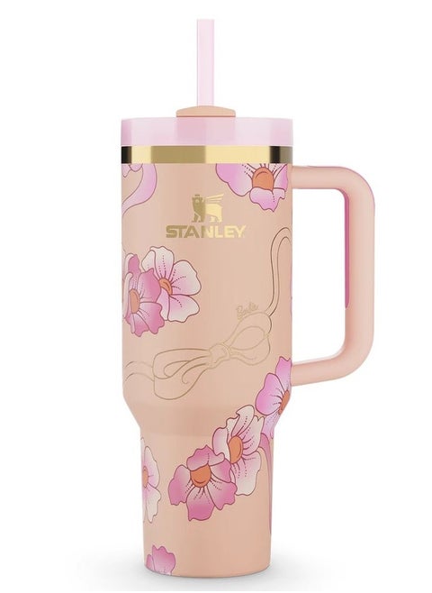 Barbie x Stanley 80’s Peaches ‘n Cream Quencher 40 OZ | Limited Edition Stainless Steel Stanley Cup with Soft Peach Finish, Leak-Resistant Lid, Reusable Straw & Handle | BPA-Free, Double-Wall Vacuum Insulated | Keeps Drinks Cold for 11 Hours, Hot for 7 Hours | Retro-Inspired Collector’s Gift Packaging | Elegant & Durable Hydration for Everyday Use
